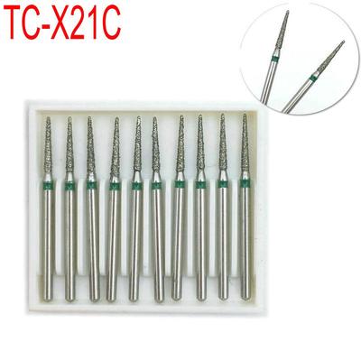 10 piezas de fresas de diamante dentales para pulir, suavizar y blanquear, pieza de mano gruesa FG de 1,6 mm de alto TC-X21C