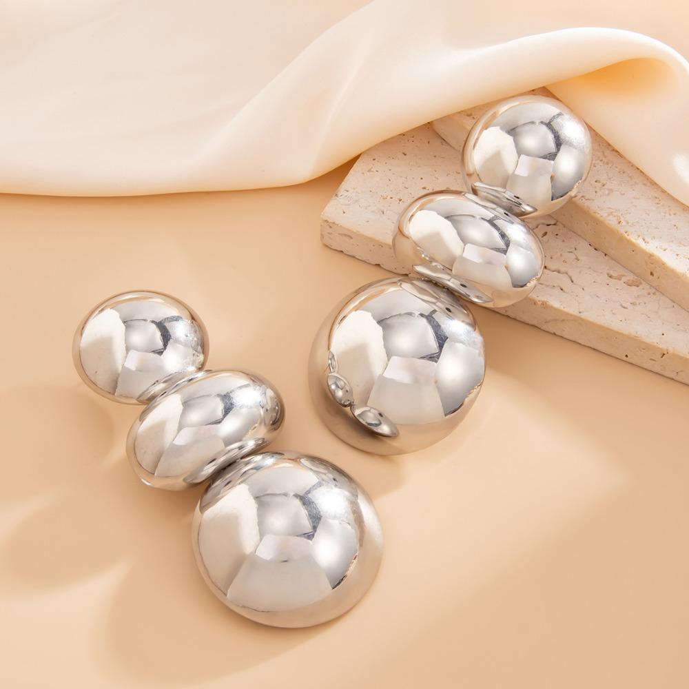 Retro Exaggerated Geometric Round Design Earrings for Women European American Style Large Earrings Party Travel Jewelry Gift