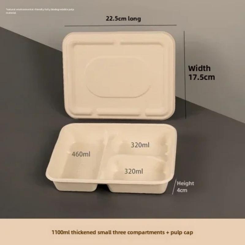 Caja de embalaje desechable para entrega dividida, 10 unidades, gran capacidad, papel de cuadrícula múltiple, cajas para el almuerzo, respetuosas con el medio ambiente, para microondas