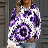 Women Plus Size Rainbow Swirl Print Long Sleeve Drawstring Hood Kangaroo Pocket Pullover Hoodie