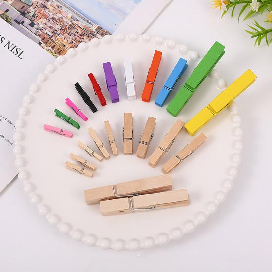 100Pcs Colored Clothes Pins Wooden Clothespins Smooth Edge Burr Free Strong Grip Heavy Duty Clothing Pins DIY Crafts Photo Clips