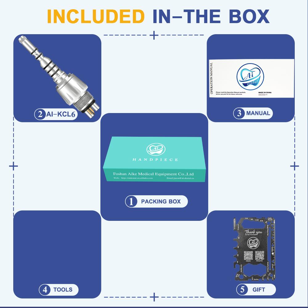 Spare Part AI-KCL6 6 Hole Self Generator LED KVO Quick Coupling Compatible Z800KL/Z900KL High Speed Handpiece Dental Equipment