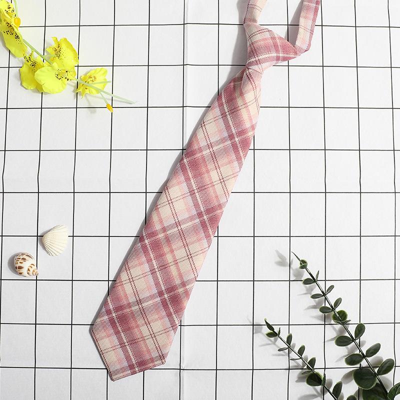 Jk Small Tie Female College Style Lazy Japanese Plaid Uniform Shirt Tie Student Ins Men'S And Women'S Short Styles Free Of Charge