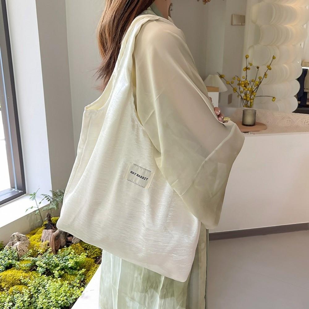 Große Kapazität Satin Seide Tragetasche Elegant Faltbar Einfach Schultertasche Luxus Vielseitig Achselhöhle Einkaufstasche Lässig