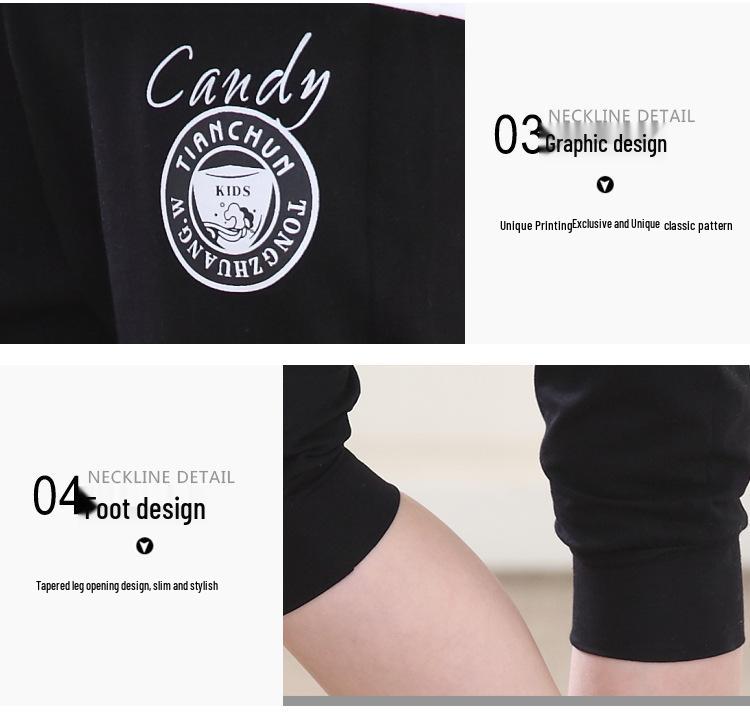 Korean Style Girls' Summer Sweatpants (6-15 Years) - Casual Capri Sports Pants