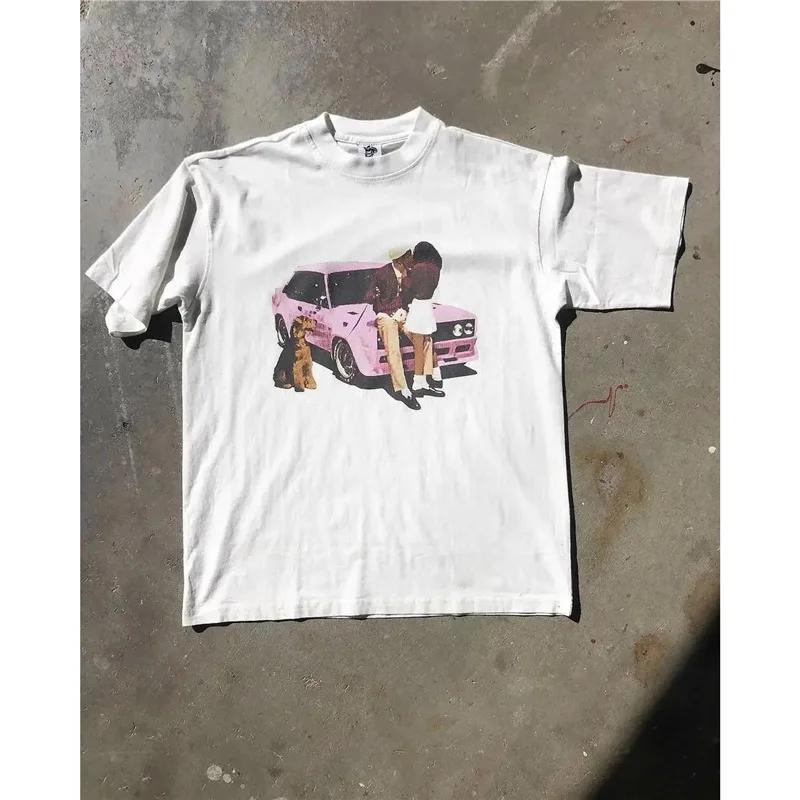 New T Shirt Classic Retro Harajuku Men Women Personalized Letter Print Pattern Top Streetwear High Quality Short Sleeved Couples