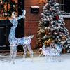 Weihnachtsbeleuchtung Rentier und Schlitten mit 170 warmweißen LEDs, Weihnachtsdekoration für den Innen- und Außenbereich, 60x29x115cm