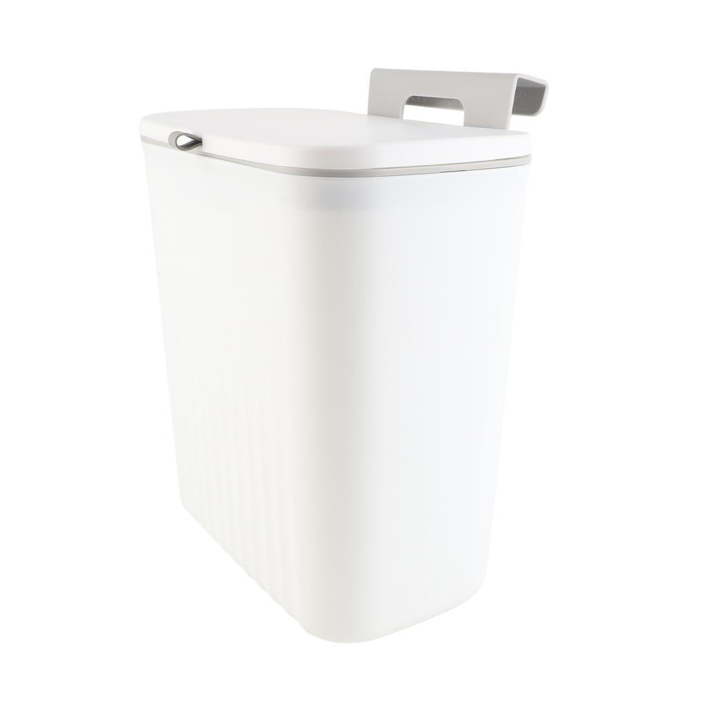 Wall Mount Trash Bin Large Capacity Hanging Small Trash Can Waste Basket with Lid for Bathroom