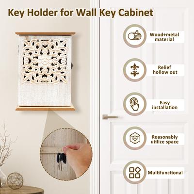 Doorway Wall Mounted Key Cabinet Box Wood Key Holder Storage Rack Versatile Key Holder SpaceSaving Key Cabinet Key Rack for Home