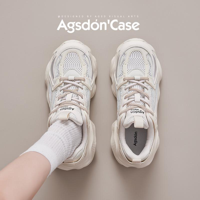 Augustine Platform Dad Shoes Women's 2025 New Summer Mesh Casual Lightweight Little White Sports Running Shoes