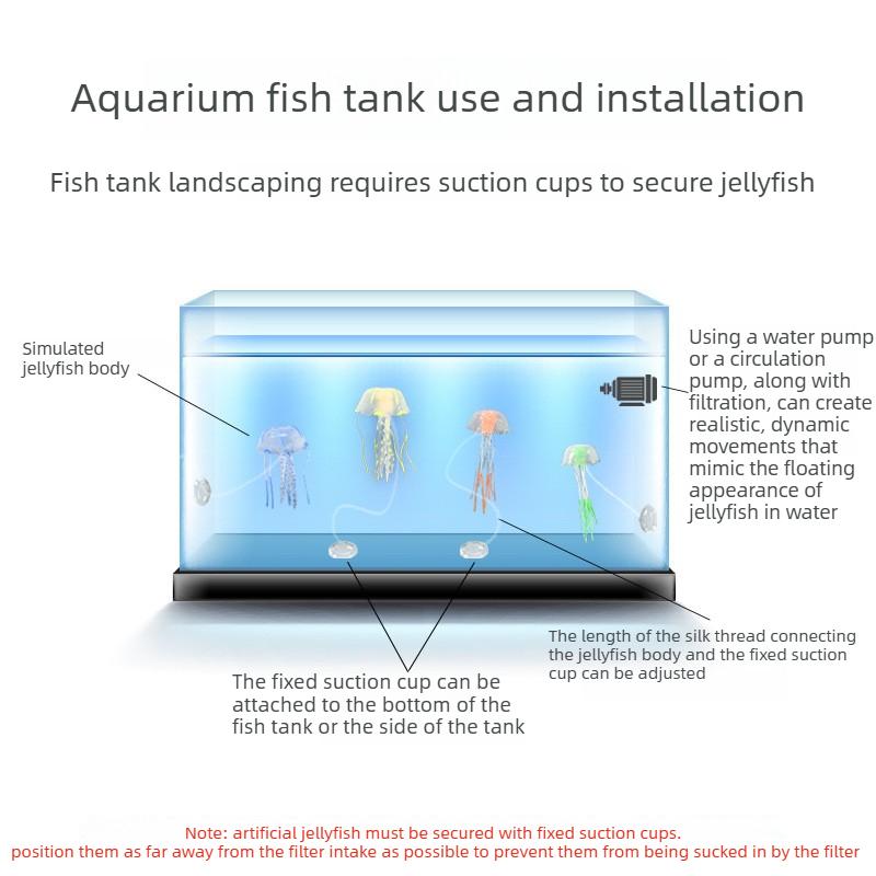 5/10 Piezas Medusas Brillantes con Ventosa Decoraciones para Acuario Medusas Brillantes Simuladas para Peceras Adecuado Varios Tanques