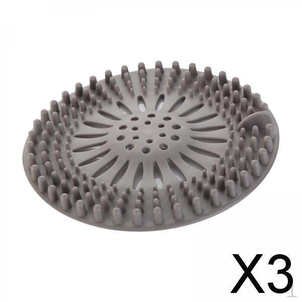 

3xSink Trap Filter Hair Catcher Shower Bath Cover Basin Drain Strainer Grey