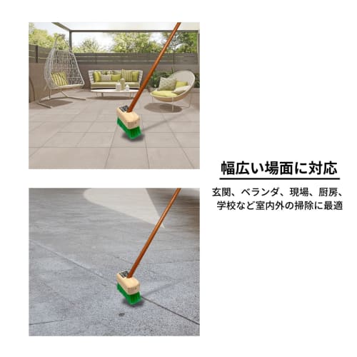 Nippon Cleantec PRO Deck Brush, 18cm Wide x 112cm Long, for Commercial Use, Worksites, Kitchens, Hallways, Entryways, Schools, Durable and Long-Lastin