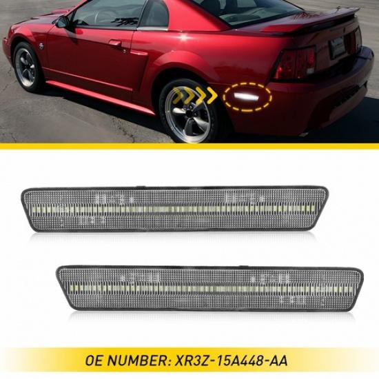 For 1999-2004 Ford Mustang Clear White LED Rear Side Marker Lights Left Right EA