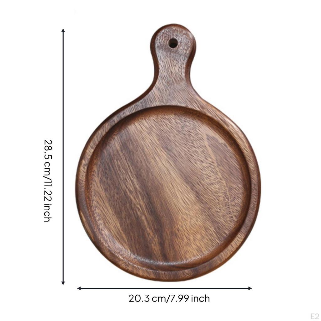 Wooden Serving Board with Handle Pizza Smooth Walnut Platter for Hosts,