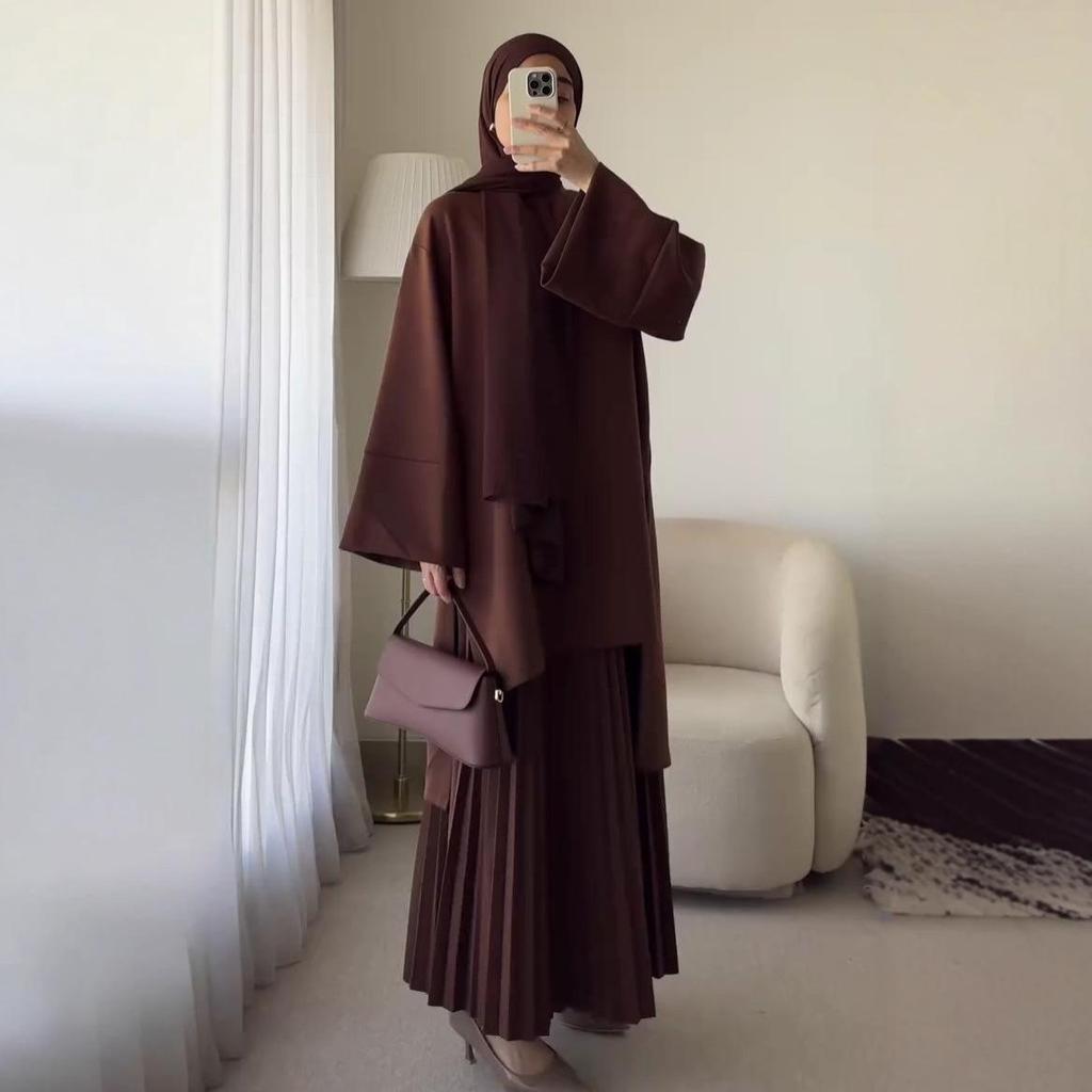 2025 Summer Middle East Long Sleeve Dress with Headscarf: Casual, Versatile & Fashionable
