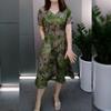New Arrival Summer Short Sleeve Midi Dress - Waist Cinching, Tummy Concealing, Fake Two-Piece with Pockets.
