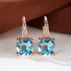 Rainbow Zircon Hoop Earrings Multicolor Crystal Square Stone Earrings Vintage Gold Color Wedding Earrings for Women Party