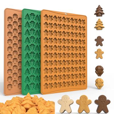Lebkuchenmann-Weihnachts-Silikonform für Schokolade, 100 Löcher, zum Backen, Mini-Haustier, Welpe, Snack, Kekse, DIY-Form, Erntedankfest, Truthahn