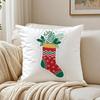 Red Socks Merry Chrismas Cushion Cover Linen Pillowcase Soft  for Sofa Bed Home Room Decor