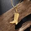 Western Style Cowboy Boots Necklace Neck Jewelry Vintage Golden Necklace Collarbone Chain  Gifts