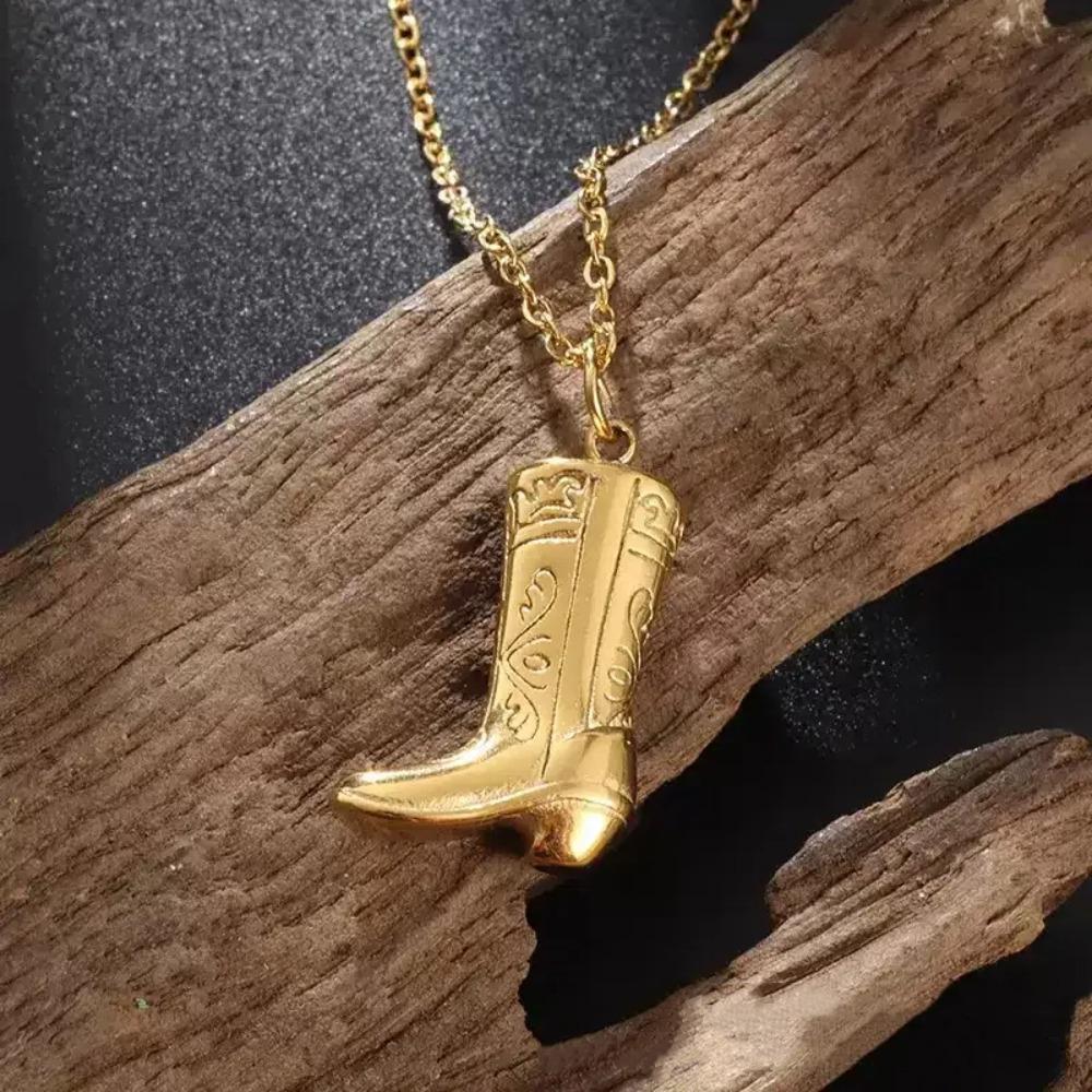 Western Style Cowboy Boots Necklace Neck Jewelry Vintage Golden Necklace Collarbone Chain  Gifts