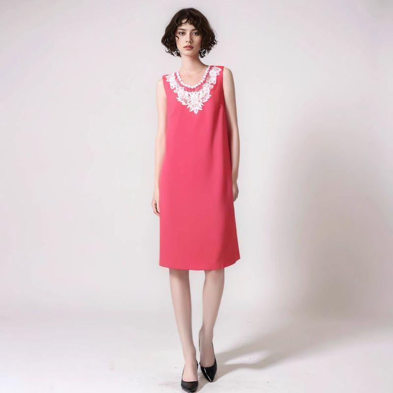 

Women s Foreign Trade Tail Order Elegant Leak-Picking Sleeveless Dress Red L