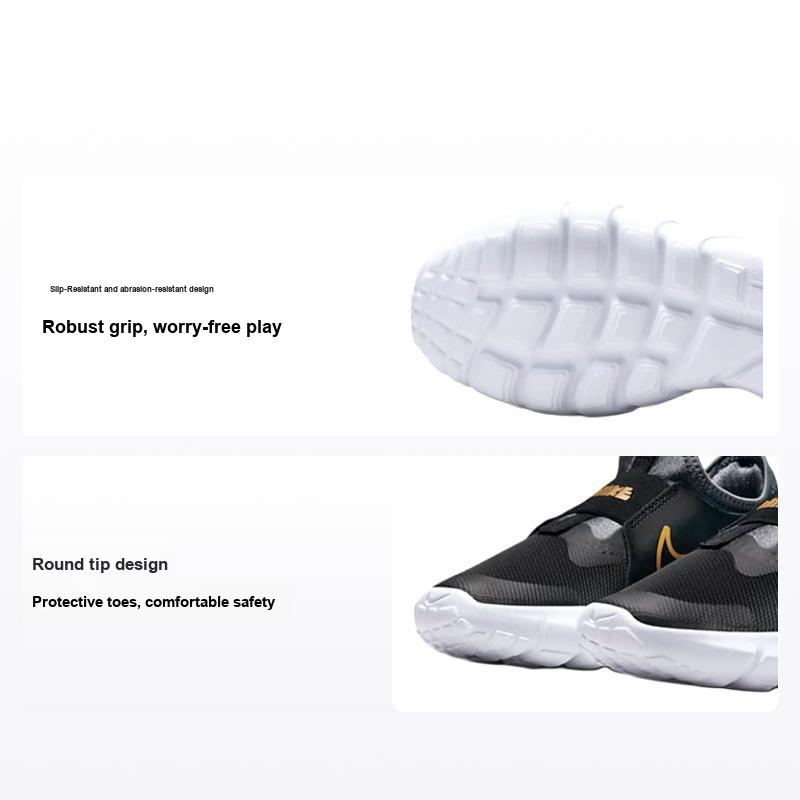 Детские кроссовки Nike Flex Runner 2 PS Black Metallic Gold Cool-серый белый DJ6040-007 28