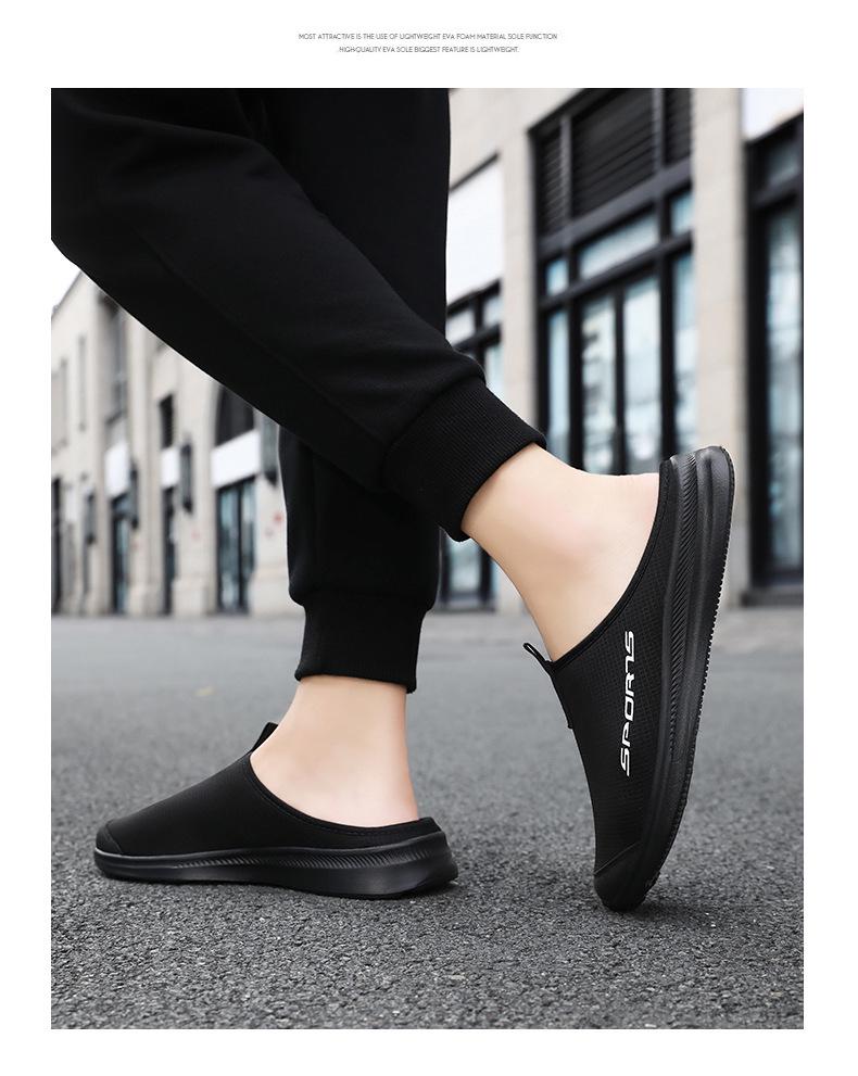 Men's Outdoor Closed-Toe Slip-On Slippers - Plus Size, Soft Sole, Low Cut Casual Shoes