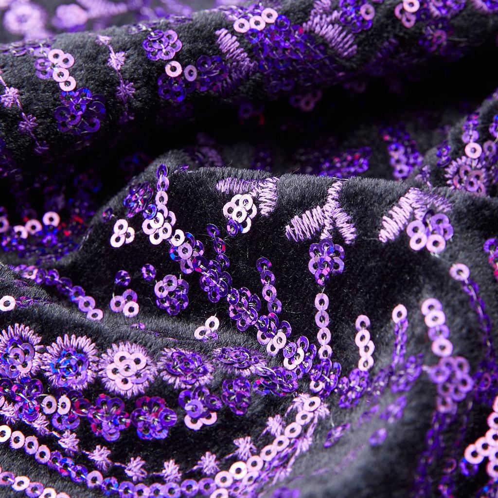 Mens Paisley Embroidered Sequin Suit Jacket Shiny Blazer