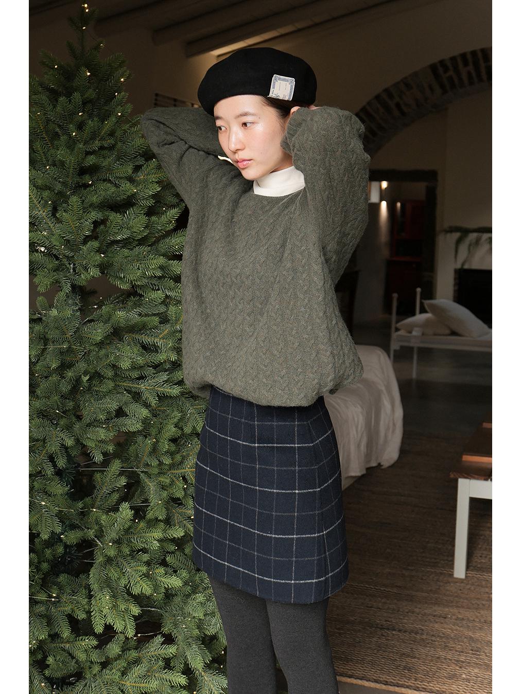 Shi Jian Classic Plaid Wool Skirt - Winter Slimming Texture, Style 62686 Large