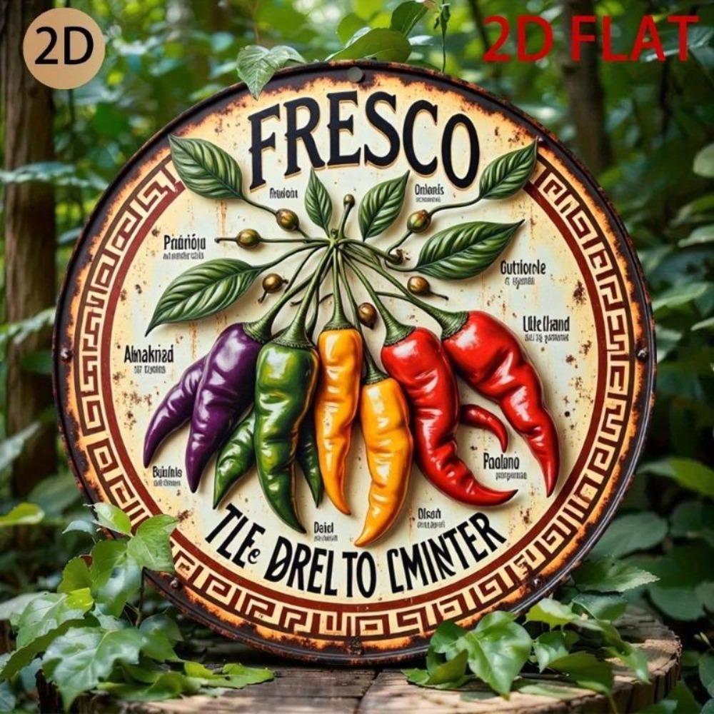 Metal Wall Art Colorful Peppers Sign Kitchen Dining Cafe Decor