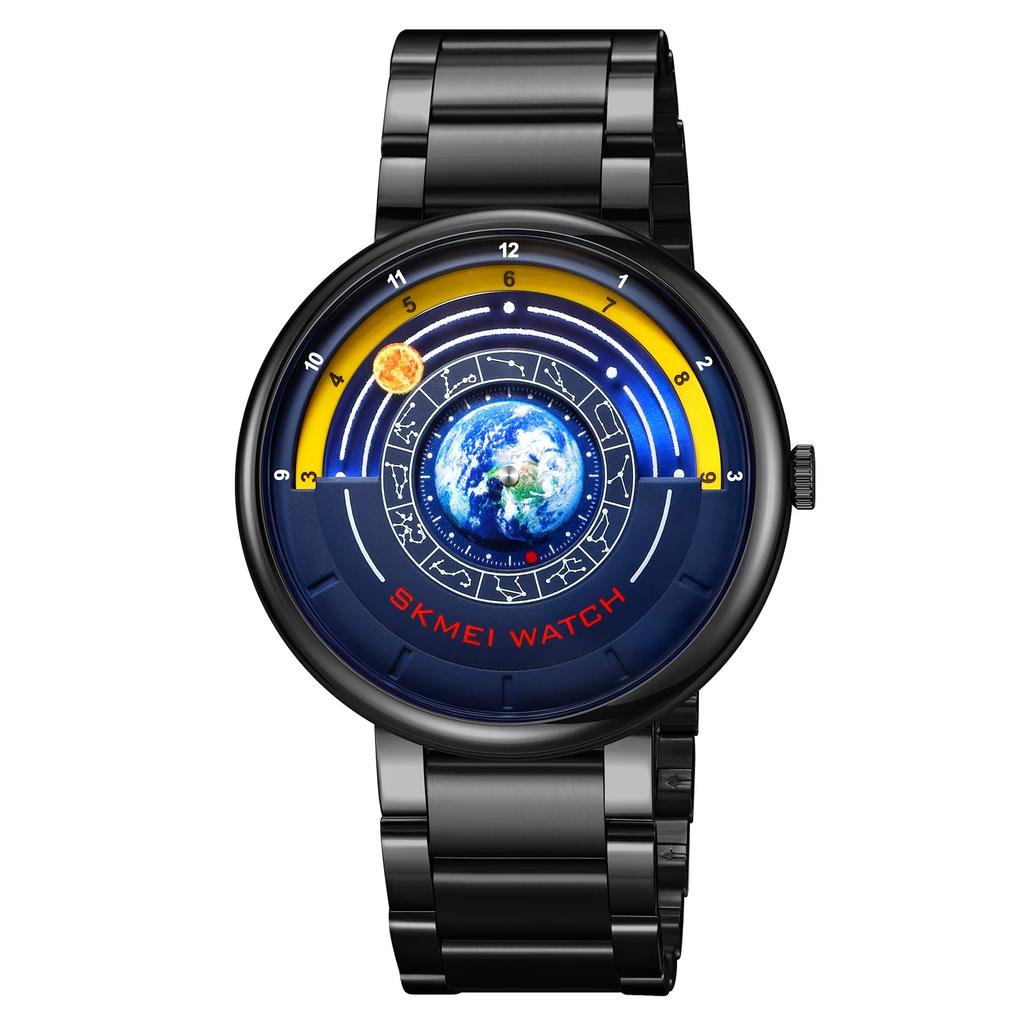 Skmei 2361 Constellation Space Theme Man Quartz Large Dial Alloy Waterproof Fashion Watches Calendar Analog Timing Alarm Clock