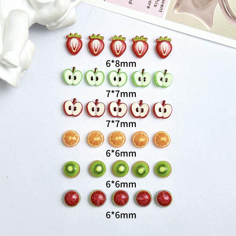 Cute Cartoon Fruit Nail Art Accessories Internet Celebrity New Strawberry Apple Hair Clip Accessories Handmade DIY Resin Accessories