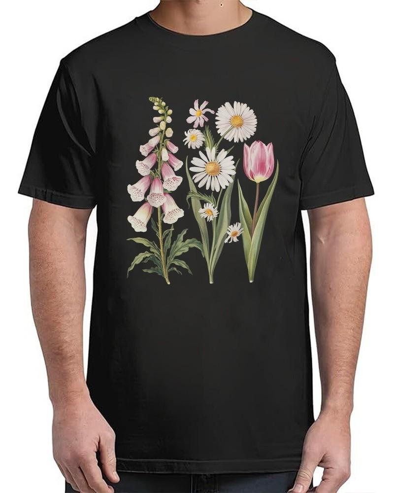Наперстянка Ромашка Тюльпан Сад Диких Цветов Гармония Винтажная Взрослая S-4XL Унисекс Футболка M