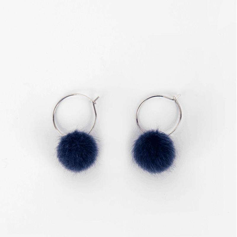 Trendy Mink Fur Pompom Dangle Earrings for Women - Japanese & Korean Style