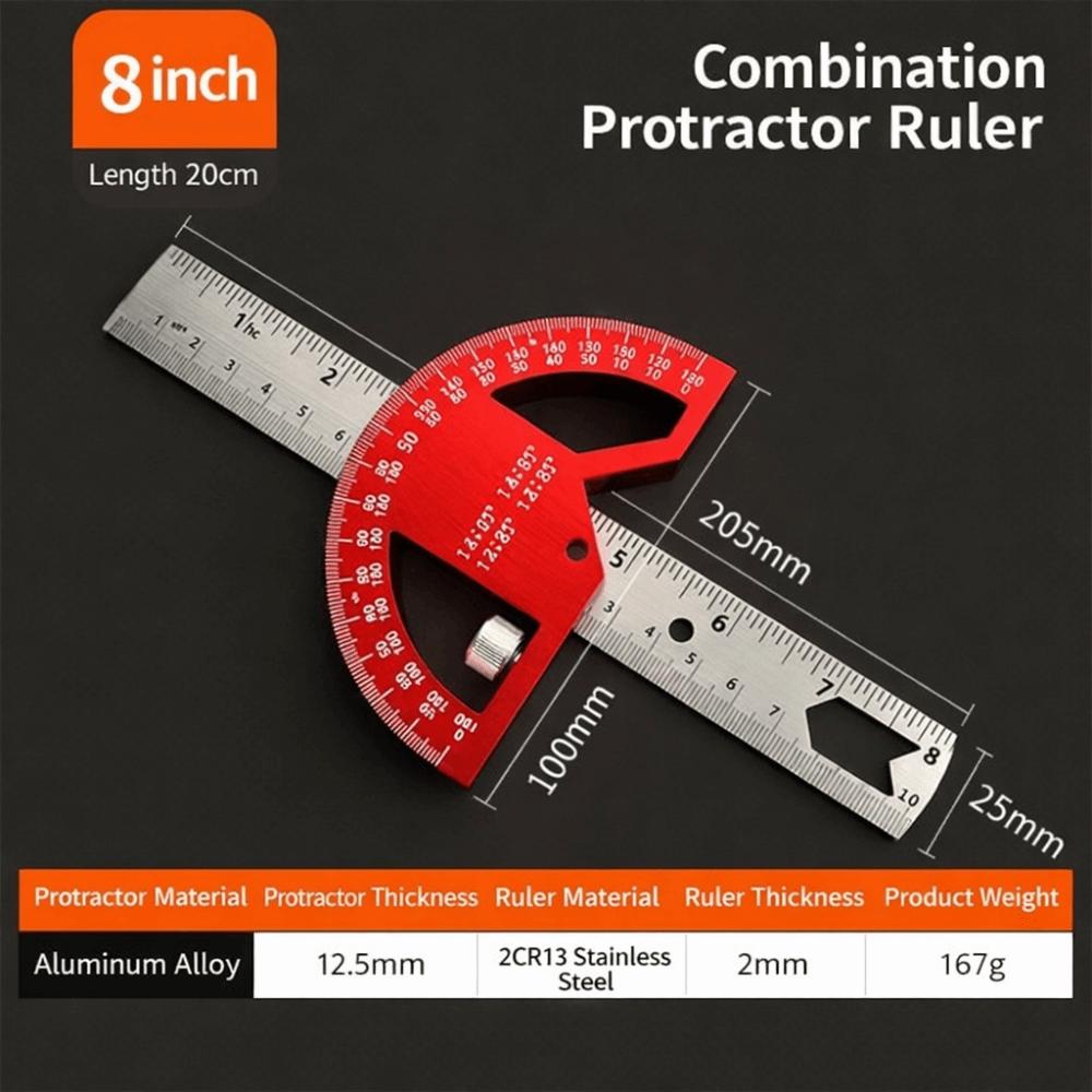 Multi-functional Angle Ruler Adjustable Inch & Metric Measuring Ruler Woodworking Right Angle Try Square Handyman Use