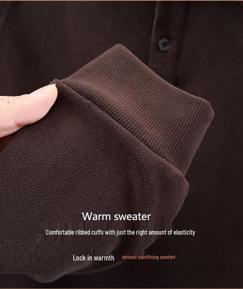 Men's Plus Velvet Thickened Hoodie with Polo Collar - Soft, Warm Autumn/Winter Style