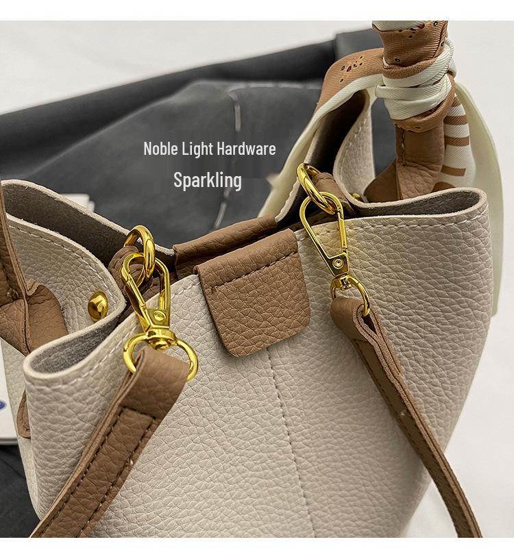 Women's Retro Black Crossbody Bucket Bag - Versatile for Autumn and Winter