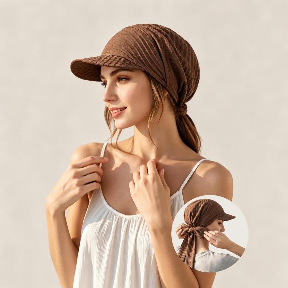 Sun Protection Turban Hat Curved Brim Sunshade Hat Casual Fabric Headscarf Outdoor