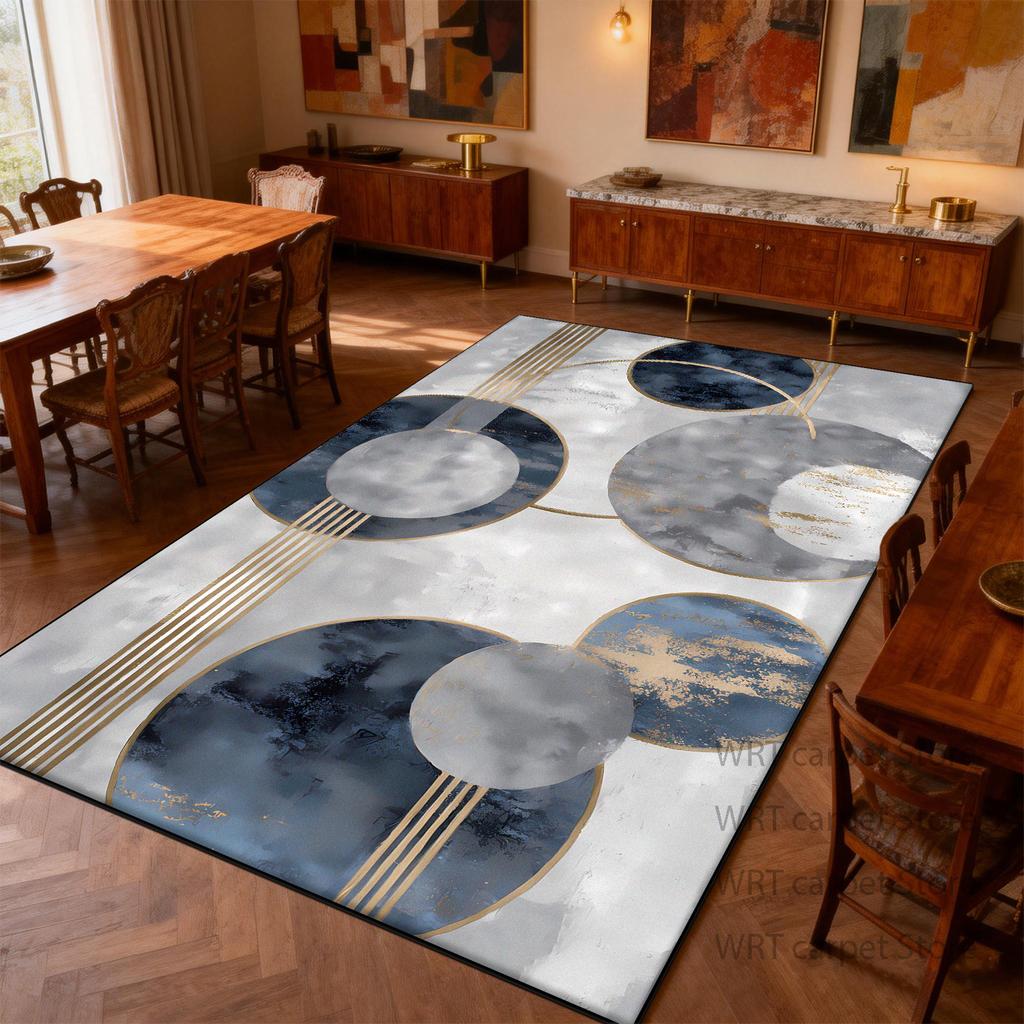 Modern Light Luxury Art Style Carpet for Dining Room Decoration Living Room Large Area Rug Bedroom Bedside Non-slip Washable Mat