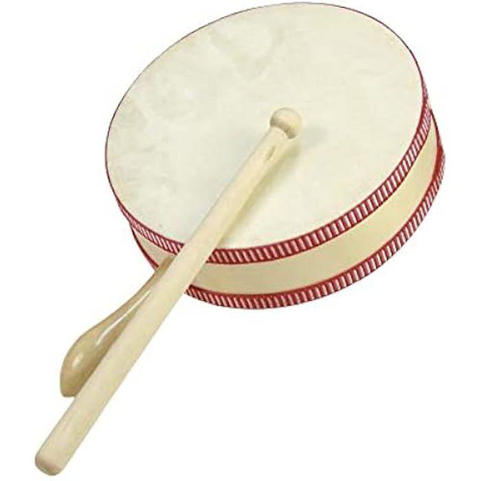Tambour en bois - REIG - 15 cm - Avec poignée - Pour enfants - Sécurité requise