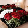 3pcs Romantic Red Rose 3D Printed Bedding Set Cozy Comfortable Duvet Cover King Queen Twin Size Birthday Gift Bedroom Decoration