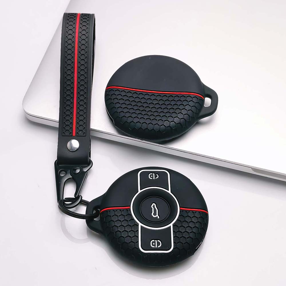 Key Holder Cover for Mercedes with Keychain For Smart 1 Smart 3 Anti-Scratch Anti-Shock Keychain Holder Anti-Scratch Guard Soft Grip Texture