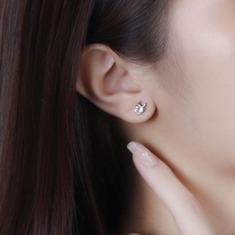 Banyan Tree S925 Silver Deer Antler Diamond Earrings - Korean Style Cute Elk Design for Women