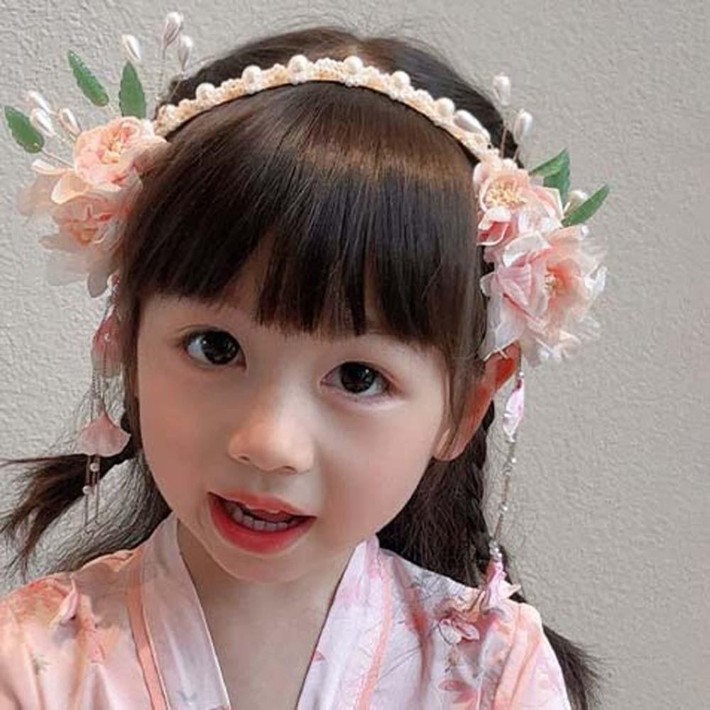 Flower Hanfu Tassel Hair Hoop Crystal Swaying Fairy Headwear Retro Chinese Ancient Hairband  Women