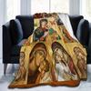 Heavenly Mother Flannel Throw Blanket Soft Virgin Mary Design All Season Cozy Comfort for Faith Inspired Gift