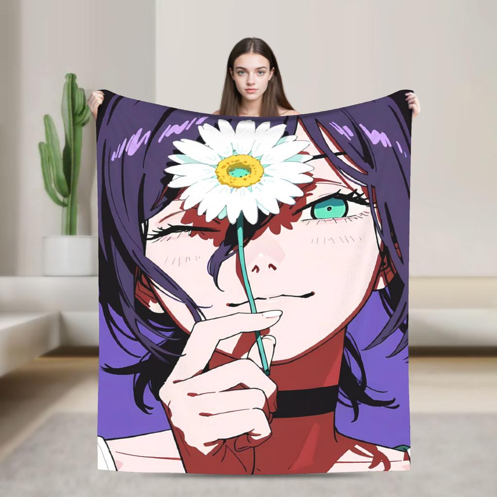 Denji brutal anime Blanket Chainsaws Mans Travel Flannel Throw Blanket For Outdoor Soft Quality Bedspread Birthday Present