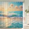Watercolor Clouds Sky Scenery Shower Curtains Waterproof Fabric Bath Curtains For Bathroom Bathtub Bathing Cover With Hooks