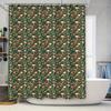 Natural Mushroom Pattern Shower Curtain Decorative Waterproof Bath Rug Green Orange Floral Design Fabric Size 180Cm X 245Cm For